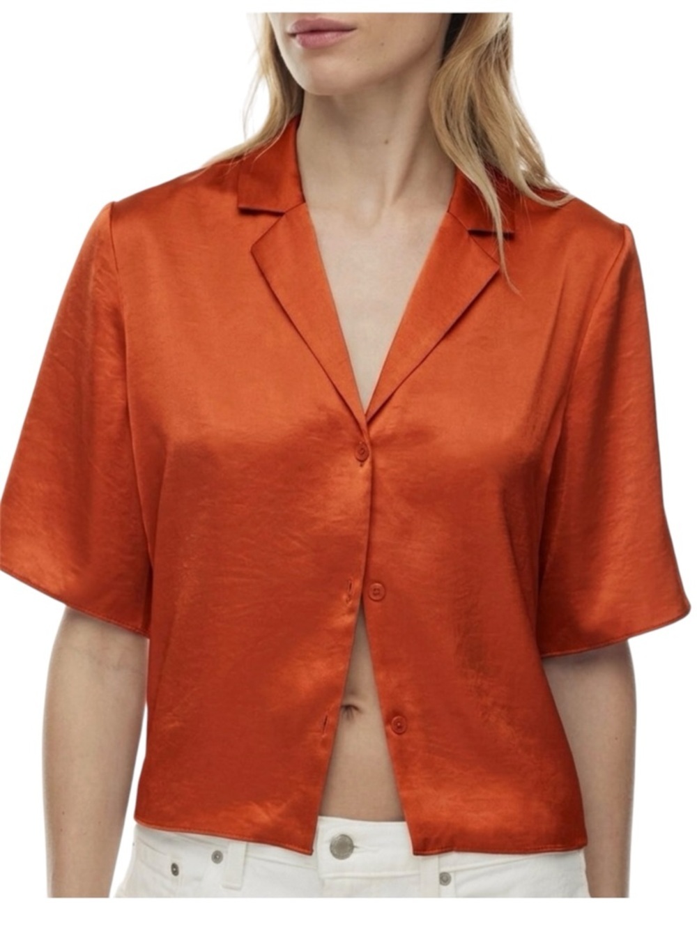 Wilfred Beso Satin Shirt Size Small Orange Aritzia